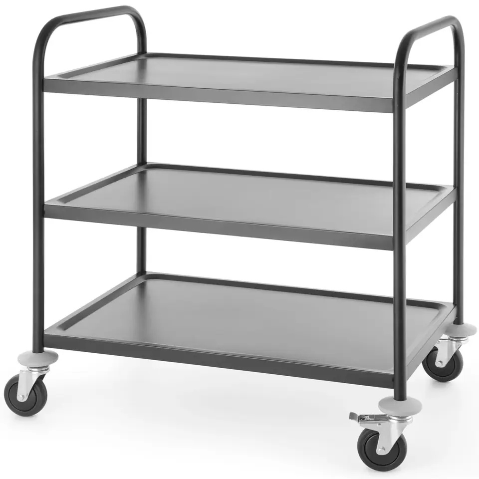 ⁨Serving catering trolley 3-shelf up to 150 kg matt black - Hendi 811320⁩ at Wasserman.eu