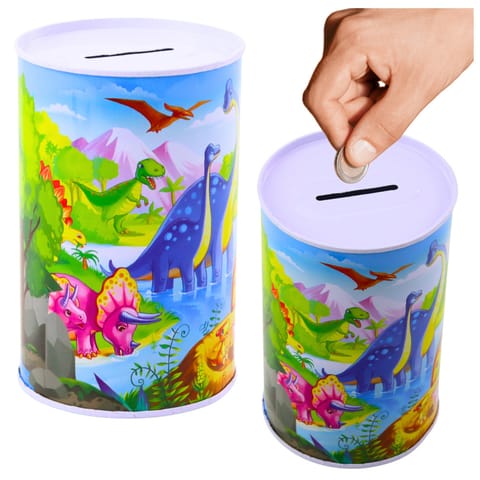 ⁨Skarbonka Z Dinozaurami Metalowa Kolorowa 13 x 8cm⁩ w sklepie Wasserman.eu