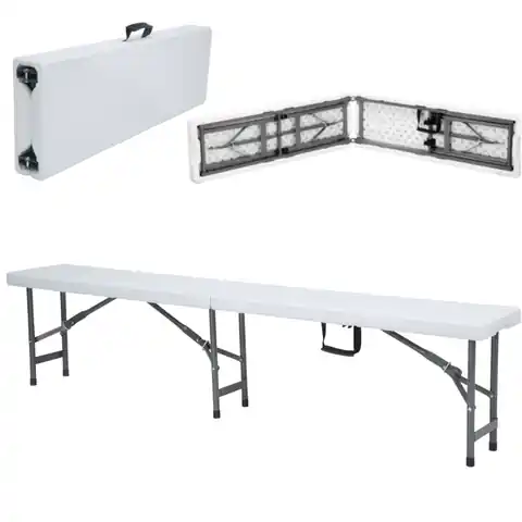 ⁨Folding catering bench white 1830 x 300 x 430 mm - Hendi 811191⁩ at Wasserman.eu