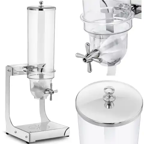 ⁨Dispenser dispenser for rice flakes candy transparent stainless steel 3.5 l⁩ at Wasserman.eu