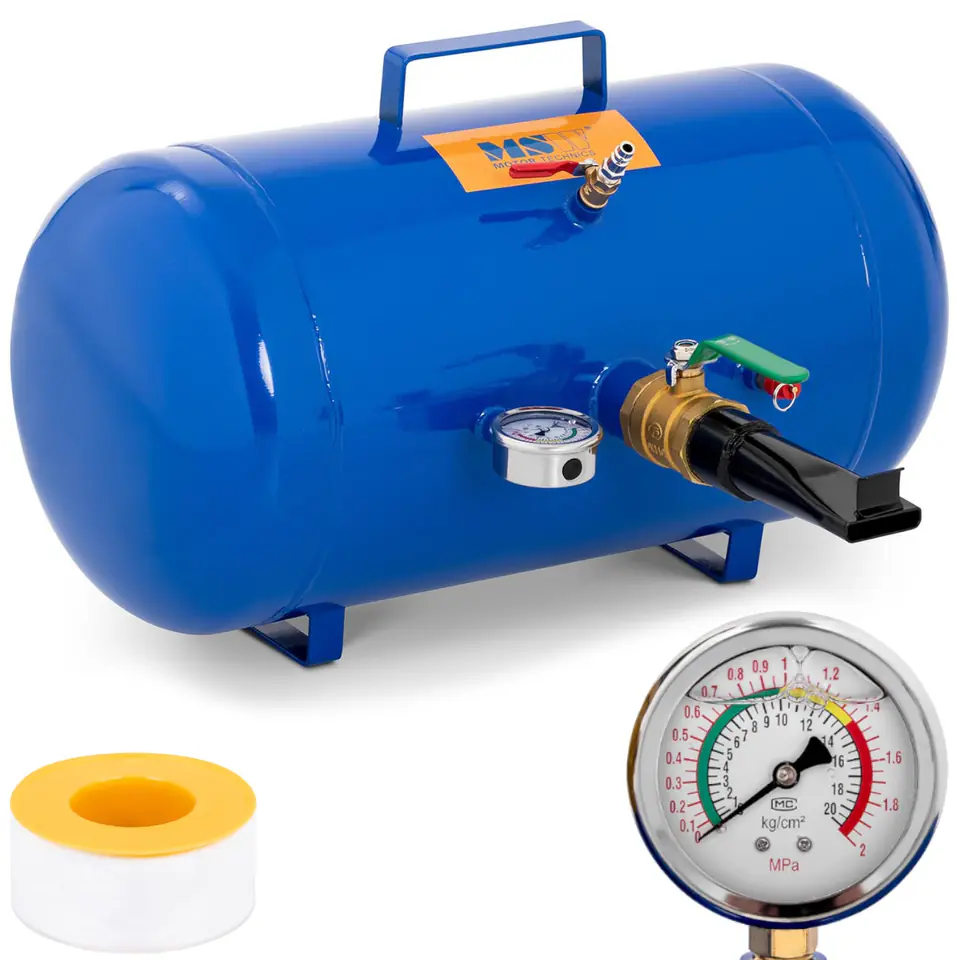 ⁨Inflator pressure tank for inflating tire wheels with pressure gauge 6-8 bar 38.5 l⁩ at Wasserman.eu