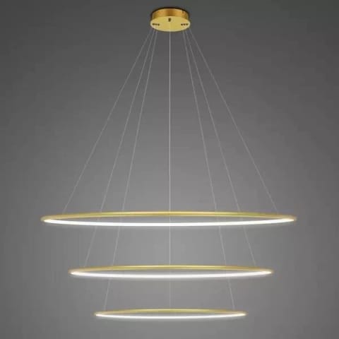 ⁨Lampa wisząca Ledowe Okręgi No.3 Φ100 cm in 2700k złota (Barwa światła ciepła, Kolor Złoty, Możliwość ściemniania tak)⁩ w sklepie Wasserman.eu