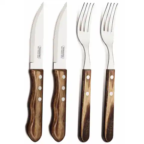⁨Zestaw sztućców nóż widelec stołowy do steków Churrasco JUMBO w blistrze 4 szt.⁩ w sklepie Wasserman.eu