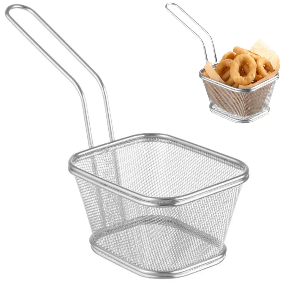⁨Miniature fried snack serving basket with handle 130x115x80 mm - Hendi 425688⁩ at Wasserman.eu