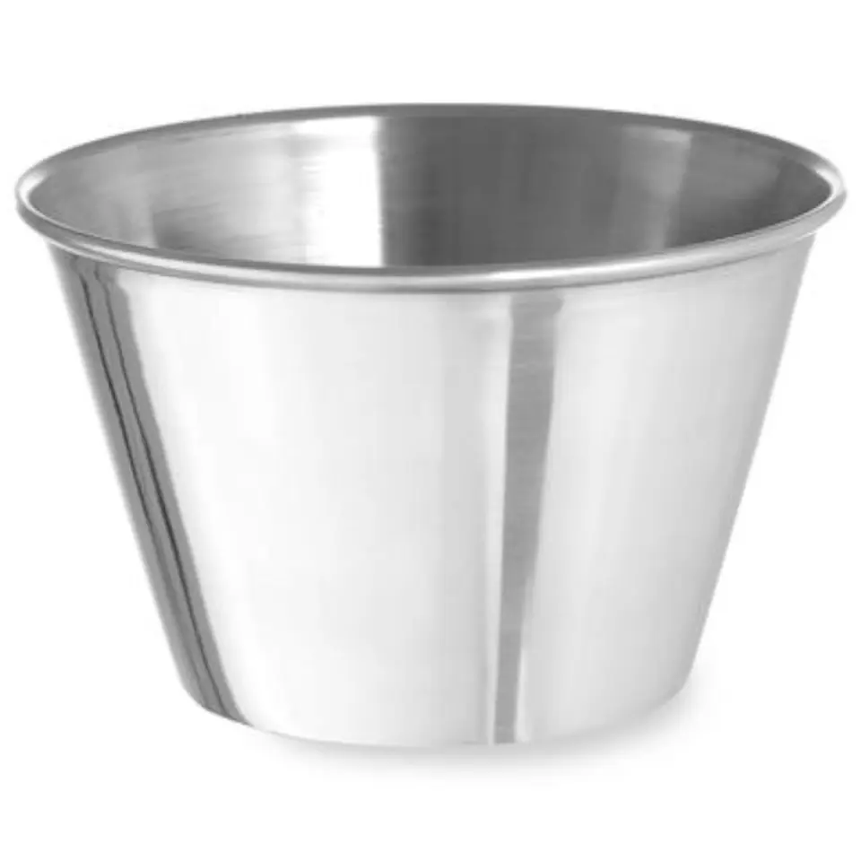 ⁨Bowl ramekin dish for dip sauces made of stainless steel dia. 93 mm 12 pcs. 230 ml - Hendi 400050⁩ at Wasserman.eu