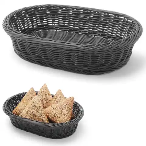 ⁨Oval polypropylene bread basket black 320x230x70 mm - Hendi 426654⁩ at Wasserman.eu