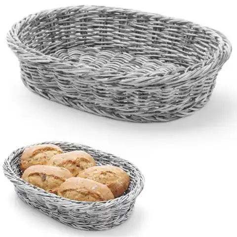 ⁨Oval polypropylene bread basket grey 320x230x70 mm - Hendi 426647⁩ at Wasserman.eu