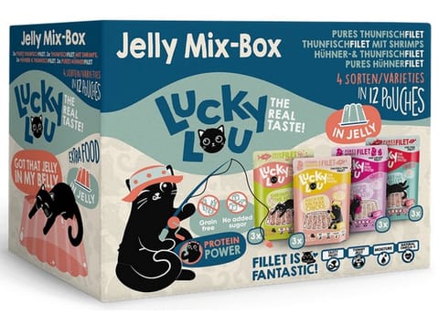 ⁨Lucky Lou Extrafood Jelly-Mix-Box Multipack w galaretce saszetki 12x70g⁩ w sklepie Wasserman.eu