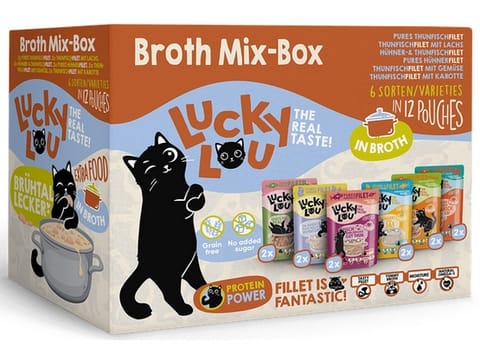 ⁨Lucky Lou Extrafood Broth-Mix-Box Multipack w bulionie saszetki 12x70g⁩ w sklepie Wasserman.eu