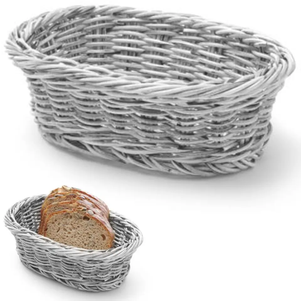 ⁨Oval polypropylene bread basket grey 190x120x60 mm - Hendi 426760⁩ at Wasserman.eu