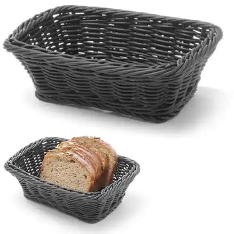 ⁨Bread basket rectangular polypropylene black 190x130x60 mm - Hendi 426791⁩ at Wasserman.eu
