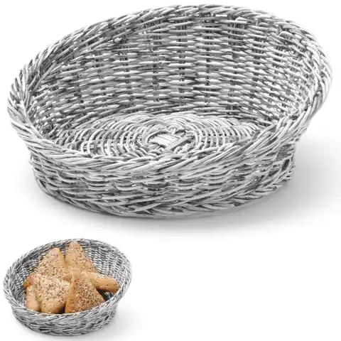 ⁨Exhibition basket for bread fruits oblique round avg. 310 mm grey - Hendi 426562⁩ at Wasserman.eu