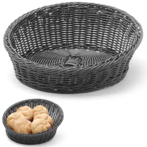 ⁨Exhibition basket for bread fruits oblique round avg. 310 mm black - Hendi 426579⁩ at Wasserman.eu