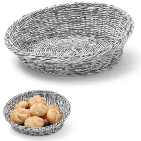 ⁨Display basket for bread, fruit, oblique, round, diam. 370 mm grey - Hendi 426586⁩ at Wasserman.eu