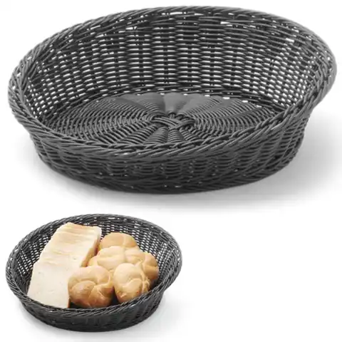 ⁨Exhibition basket for bread fruits oblique round avg. 370 mm black - Hendi 426593⁩ at Wasserman.eu