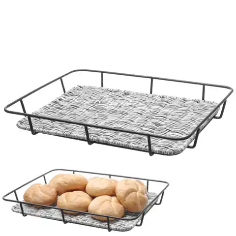 ⁨Basket bread tray with stainless steel frame gray melange 400x300x50 mm - Hendi 426524⁩ at Wasserman.eu