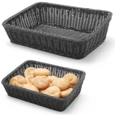⁨Kosz ekspozycyjny na pieczywo chleb skośny prostokątny czarny 400x300x120 mm - Hendi 426661⁩ w sklepie Wasserman.eu