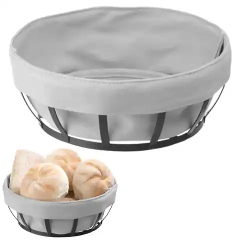 ⁨Basket bread container with gray round bag - Hendi 427118⁩ at Wasserman.eu