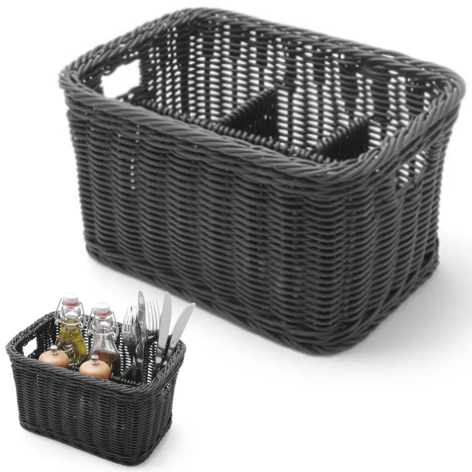 ⁨Dispenser basket for spice cutlery with 4 compartments gray melange - Hendi 426074⁩ at Wasserman.eu
