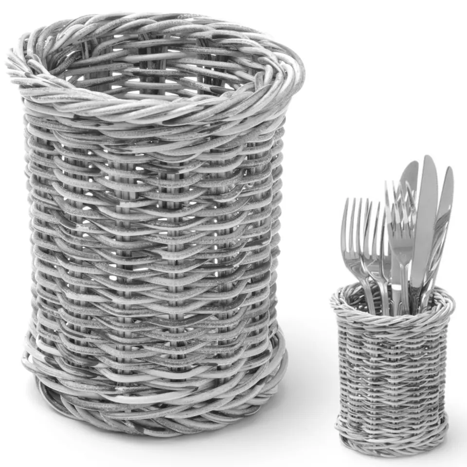 ⁨Cutlery basket forks knives spoons round gray melange avg. 100x120 mm - Hendi 426197⁩ at Wasserman.eu