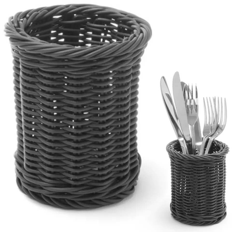 ⁨Cutlery basket forks knives spoons round black avg. 100x120 mm - Hendi 426210⁩ at Wasserman.eu