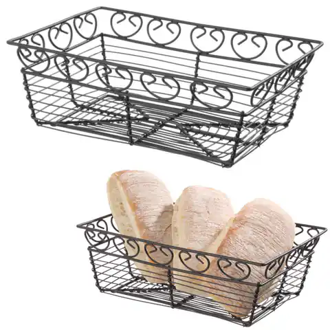 ⁨Wire basket for serving bread rectangular decorative - Hendi 425855⁩ at Wasserman.eu