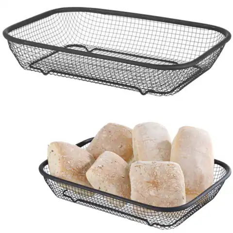 ⁨Wire basket for serving bread bread rolls 295x220x60 mm black - Hendi 425558⁩ at Wasserman.eu