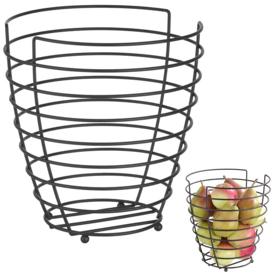 ⁨Basket wire bowl for fruit black with matt coating dia. 230 mm - Hendi 427187⁩ at Wasserman.eu