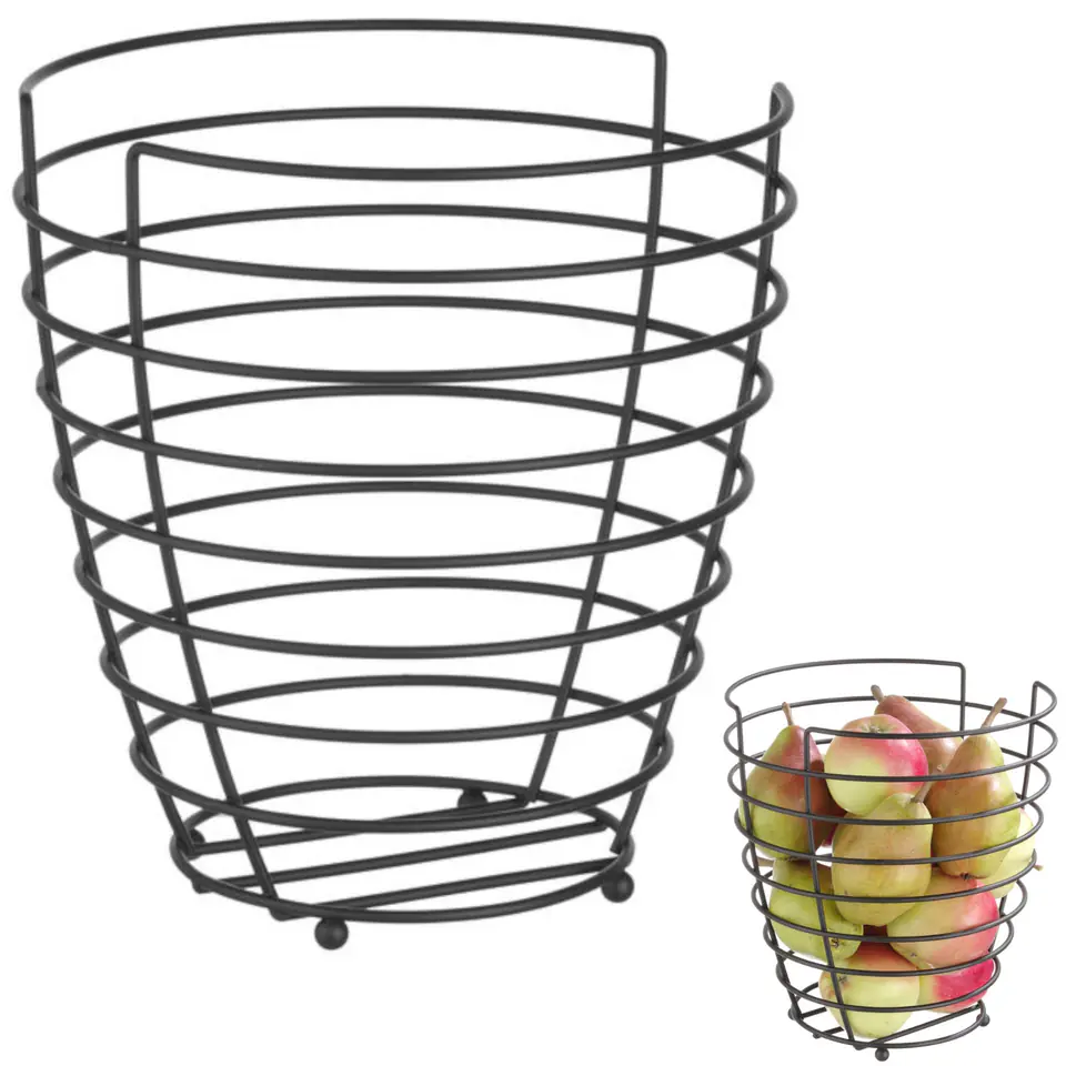 ⁨Koszyk miska druciana do owoców czarna z matową powłoką śr. 230 mm - Hendi 427187⁩ w sklepie Wasserman.eu