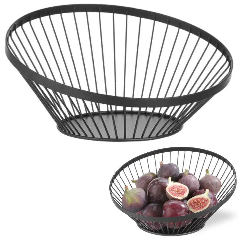 ⁨Basket wire bowl for fruit black with matt coating dia. 280 mm - Hendi 427088⁩ at Wasserman.eu
