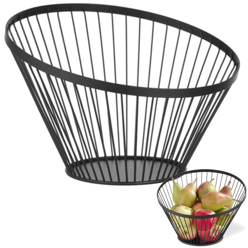 ⁨Basket wire bowl for fruits black with matt coating medium. 300 mm - Hendi 427071⁩ at Wasserman.eu