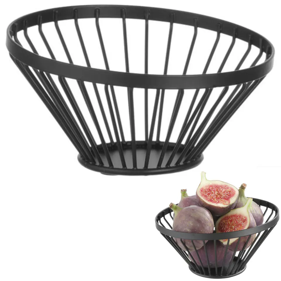 ⁨Basket wire bowl for fruits black with matt coating medium. 150 mm - Hendi 427095⁩ at Wasserman.eu