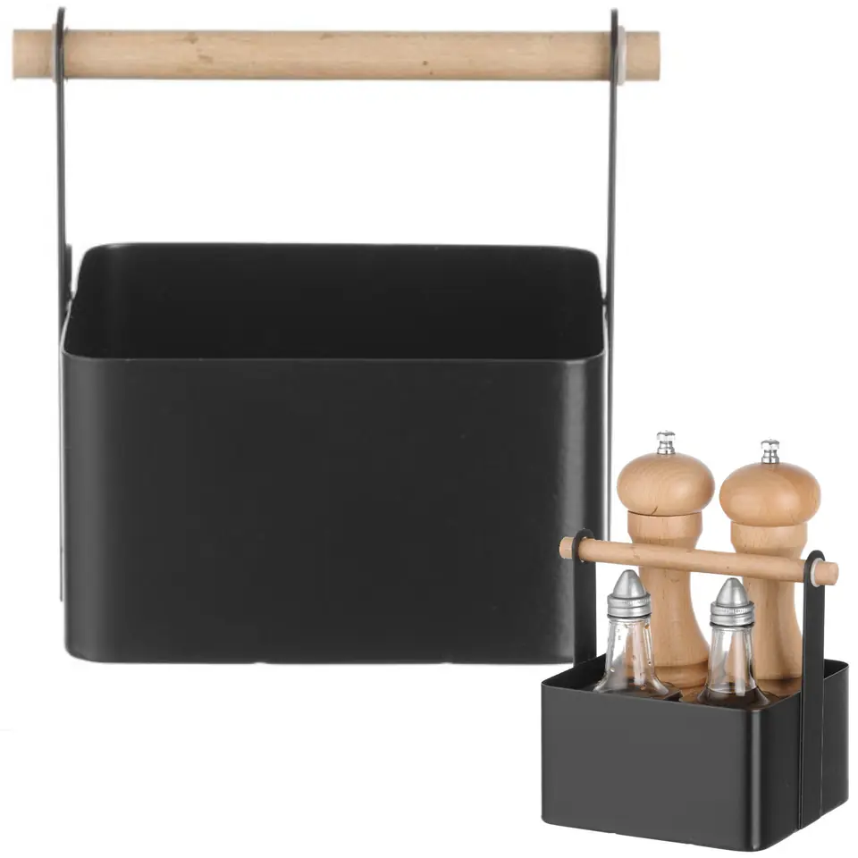 ⁨Organizer spice table basket with wooden handle 17x13x16 cm - Hendi 427057⁩ at Wasserman.eu