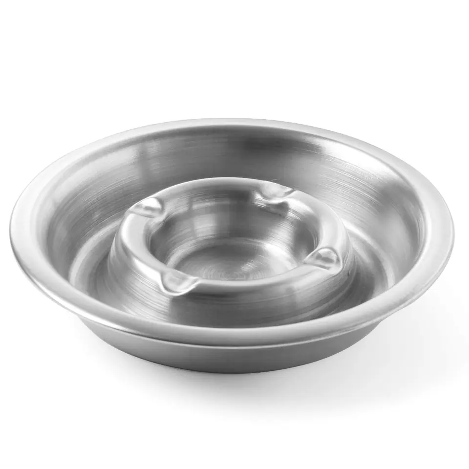 ⁨Ashtray with ash trough stainless steel medium. 140 mm - Hendi 440001⁩ at Wasserman.eu