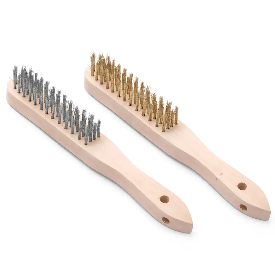 ⁨Brush cleaner for grill grate BBQ steel and brass bristles SET of 2 pcs. length 290 mm - Hendi 525555⁩ at Wasserman.eu