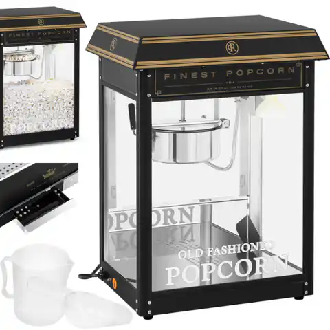 ⁨Maszyna automat urządzenie do prażenia popcornu retro TEFLON 1600 W 5-6 kg/h - czarno-złota⁩ w sklepie Wasserman.eu