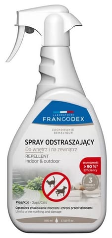 ⁨Francodex Spray do wnętrz i na zewnątrz odstraszający psy, koty i kuny 500ml⁩ w sklepie Wasserman.eu