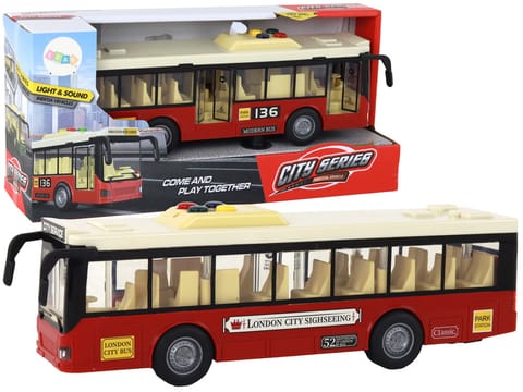 Autobus Na Baterie Światła Dźwięki Czerwony Miejski 1:16 w sklepie Wasserman.eu