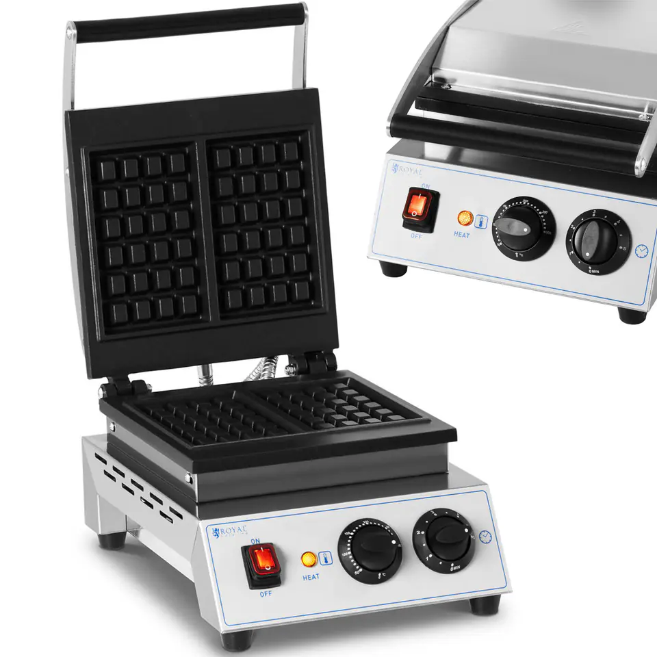 Rectangular waffle maker for 2 waffles 170 x 210 mm TEFLON 1500 W at Wasserman.eu