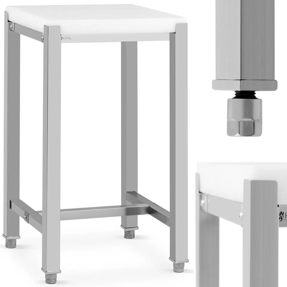 ⁨Polyethylene cutting butcher block on a steel base 40 x 50 x 86.5 cm⁩ at Wasserman.eu