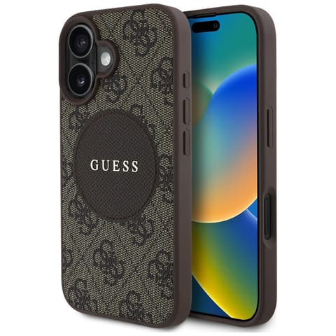 ⁨Etui Guess 4G Circle Classic Logo        MagSafe do iPhone 16 brązowy⁩ w sklepie Wasserman.eu