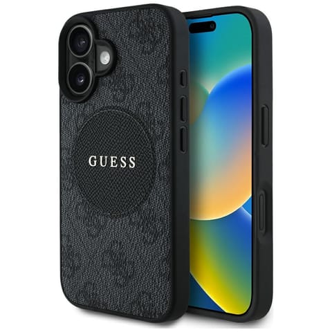 ⁨Etui Guess 4G Circle Classic Logo        MagSafe do iPhone 16 czarny⁩ w sklepie Wasserman.eu