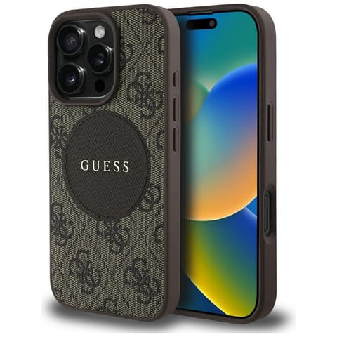 ⁨Etui Guess 4G Circle Classic Logo        MagSafe do iPhone 16 Pro Max brązowy⁩ w sklepie Wasserman.eu