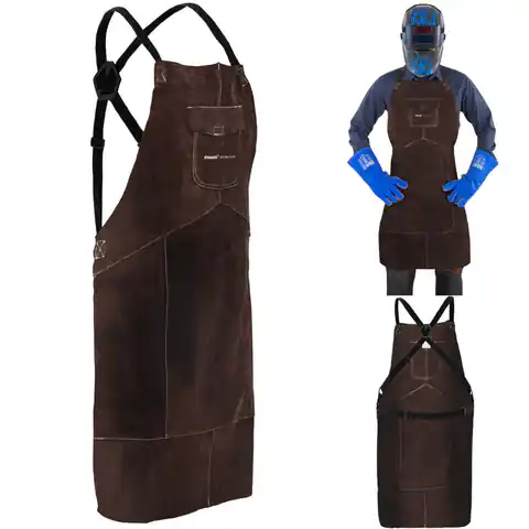 ⁨Protective leather welding apron size L - brown⁩ at Wasserman.eu