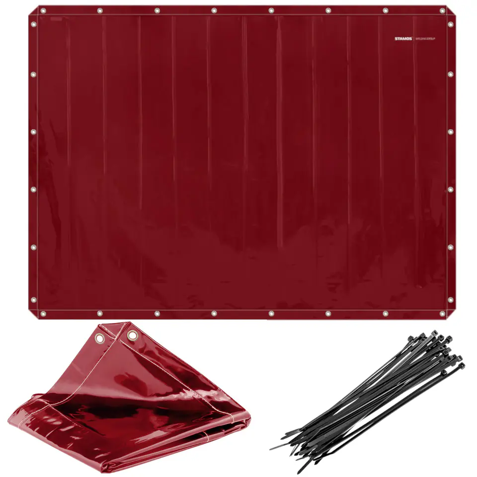 ⁨Protective welding curtain screen 239 x 175 cm - red⁩ at Wasserman.eu