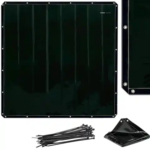 ⁨Protective welding curtain screen 175 x 175 cm - black⁩ at Wasserman.eu