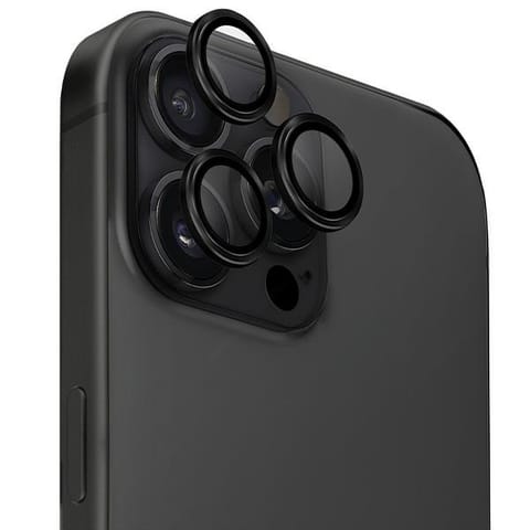 ⁨UNIQ Optix Aluminium Camera Lens Protector iPhone 16 Pro 6.3" / 16 Pro Max 6.9" midnight black szkło na obiektyw aparatu z aplikatorem⁩ w sklepie Wasserman.eu