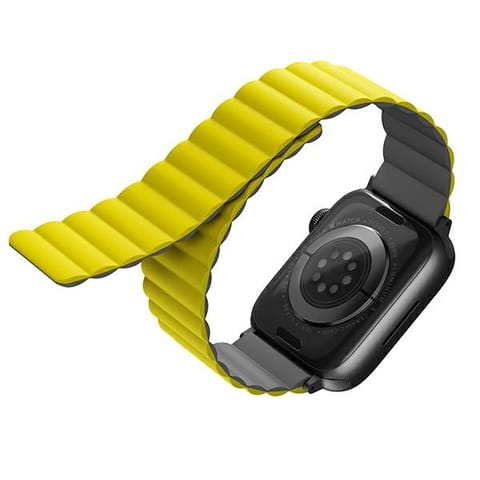 ⁨UNIQ Revix Apple Watch Series 4/5/6/7/SE 44/45mm. Reversible Magnetic yellow-grey/yellow-grey⁩ at Wasserman.eu