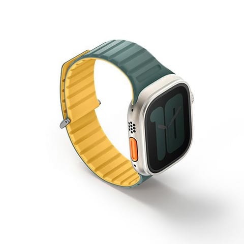 ⁨UNIQ pasek Revix Evo Apple Watch Series1/2/3/4/5/6/7/8/9/SE/SE2/Ultra/Ultra2 42/44/45/49mm Reversible Magnetic zielono-żółty/viridian green-burnt yellow⁩ w sklepie Wasserman.eu