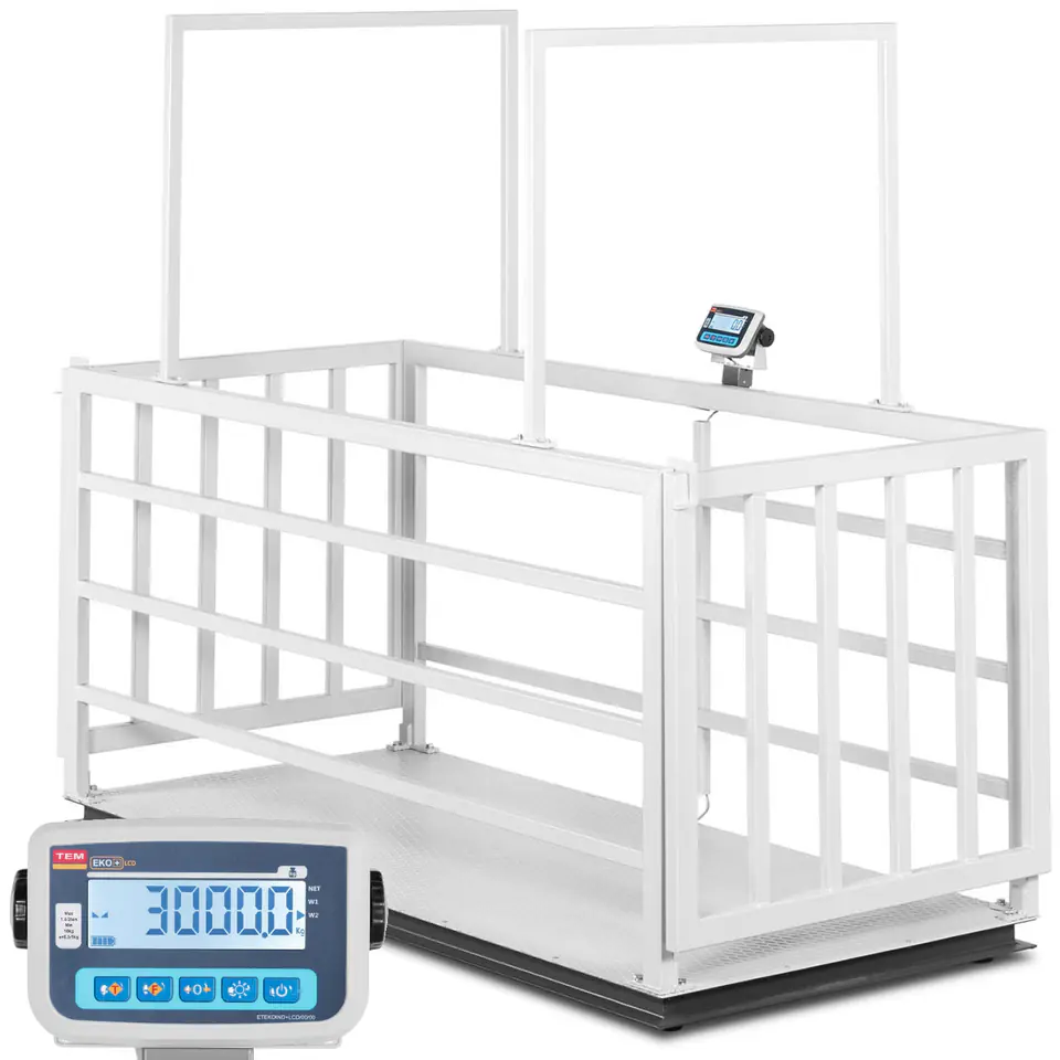 ⁨Livestock platform scale with animal cage 3000/1 kg 110x240 cm LCD⁩ at Wasserman.eu